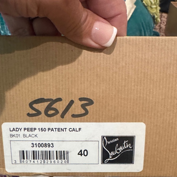 Christian Louboutin Glossy Black Peep Toe Heels - Picture 8 of 8